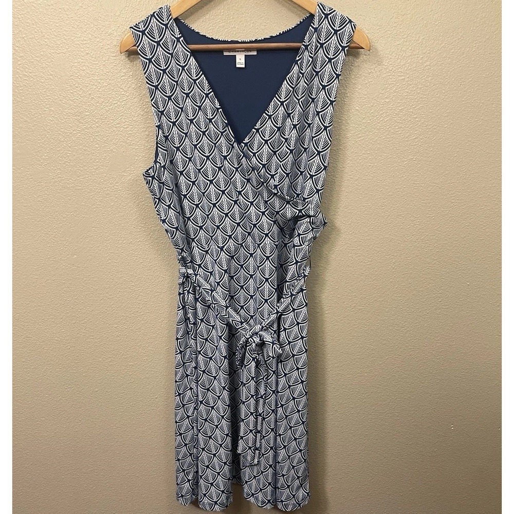 41 Hawthorn Summer‎ Dress Scallop Pattern Blue Stretch Costal Vacation Sz XL